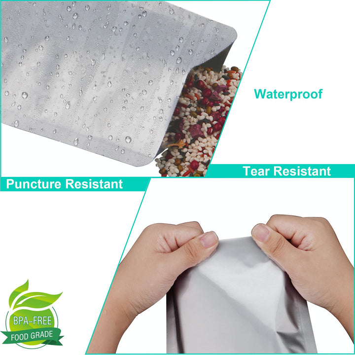 50 PCS 1 Quart Mylar bags for food storage, Heat Sealable Bags Storage Bags for Food, Coffee Beans, tea, grains, etc. (7.1 x 10.2 Inch)