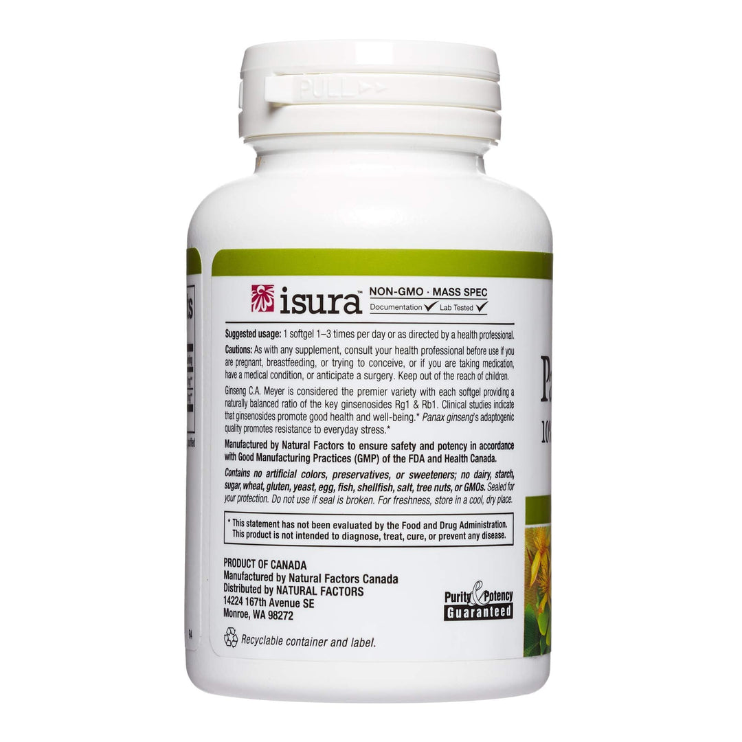 HerbalFactors by Natural Factors, Panax Ginseng, Promotes Resistance to Everyday Stress and a Healthy Well-Being, 60 softgels (60 servings)