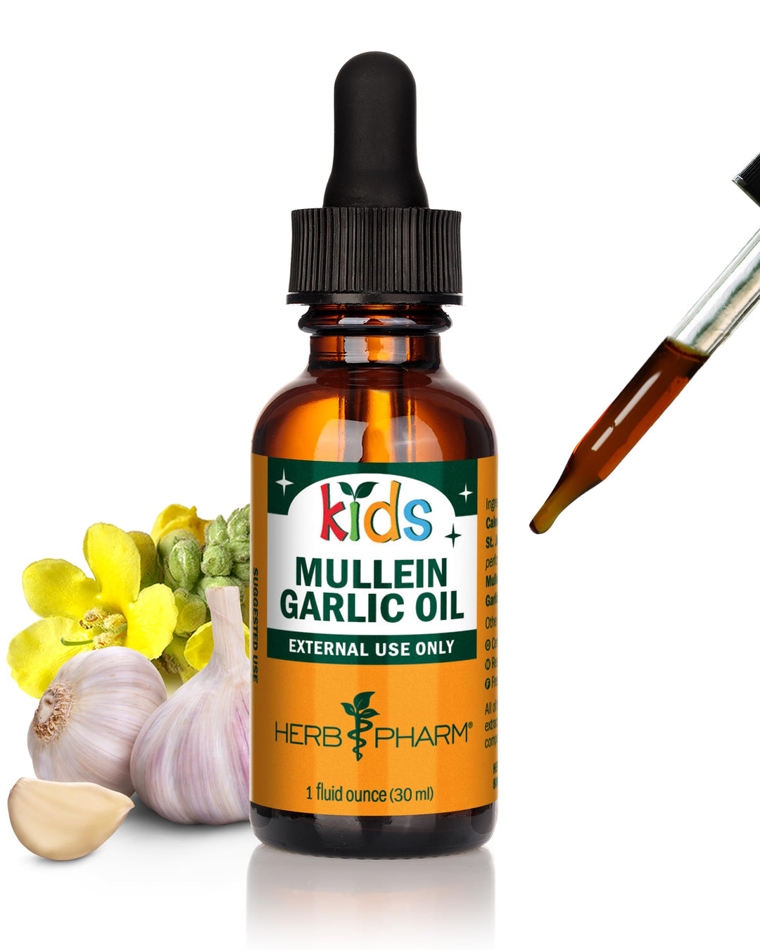 Herb Pharm Kids Mullein and Garlic Oil, Calendula, Garl