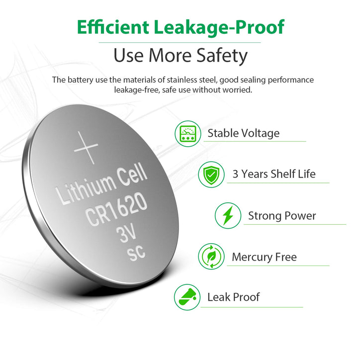LiCB CR1620 3V Lithium Battery CR 1620 (10-Pack)