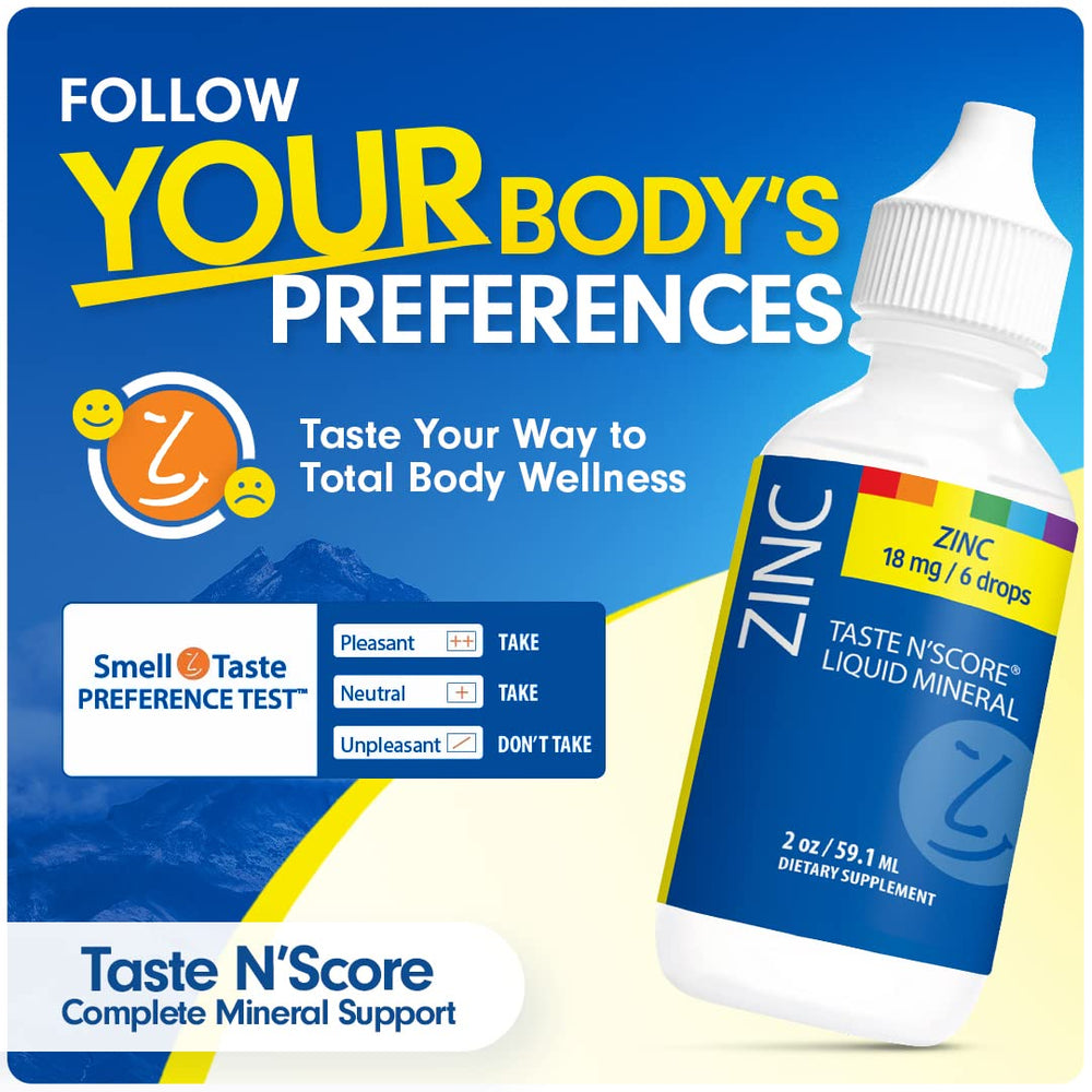 Taste N' Score Zinc Liquid Ionic Mineral Supplement; 100% Pure; 18 mg; 118 Servings