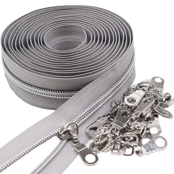 MebuZip #5 Silver Metallic Nylon Coil Zippers by The Ya