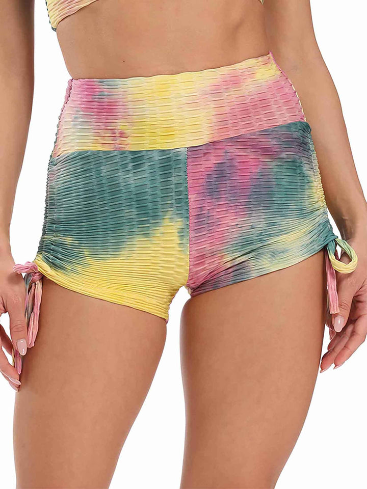 Woeoe Tummy Control Biker Shorts Tie Dye High Waisted W