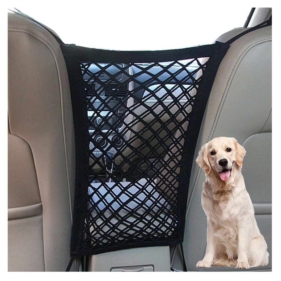 Dog Car Net Barrier Pet Barrier with Auto Safety Mesh Organizer Baby Stretchable Storage Bag Universal for Cars, SUVs -Easy Install, Car Divider for Driving Safely with Children &amp; Pets