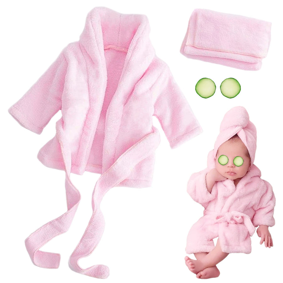 Newborn Baby Photo Props Bathrobes with Towel Sets for Boys Girls Baby Photography Props Pink