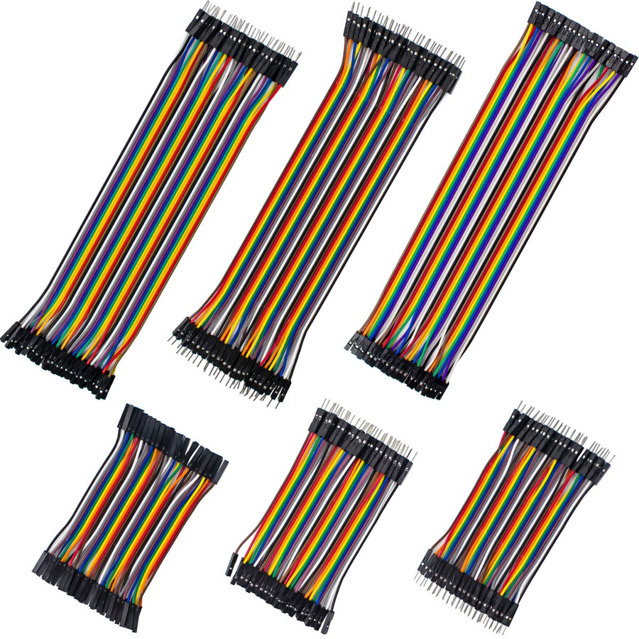 240pcs Dupont Wires 22AWG Breadboard Jumper Wires Cables Male to Female, Male to Male, Female to Female for Arduino Projects/Raspberry Pi(10cm/20cm)
