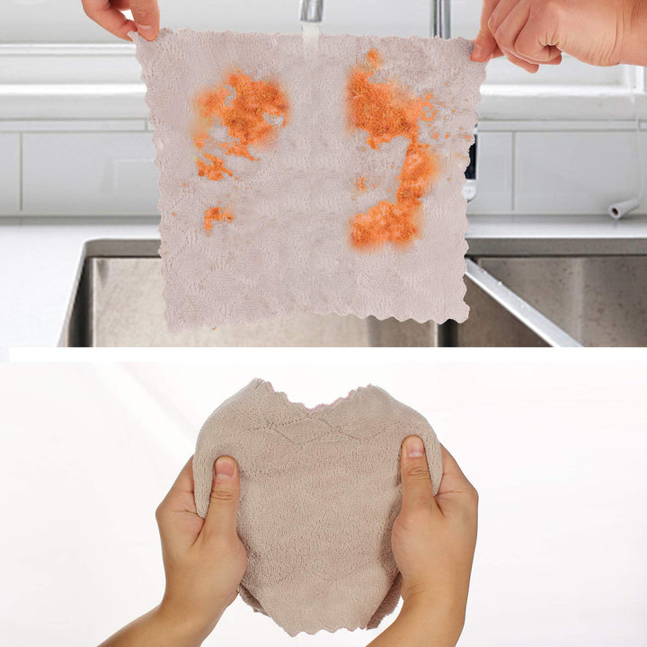 kimteny Cleaning Cloths Kitchen Towels Microfiber Washcloths Lint Free Dish Cloth Reusable Dishtowels Household Super Absorbent Fast Drying, 10x10, Pack of 5 (Green-Grey)