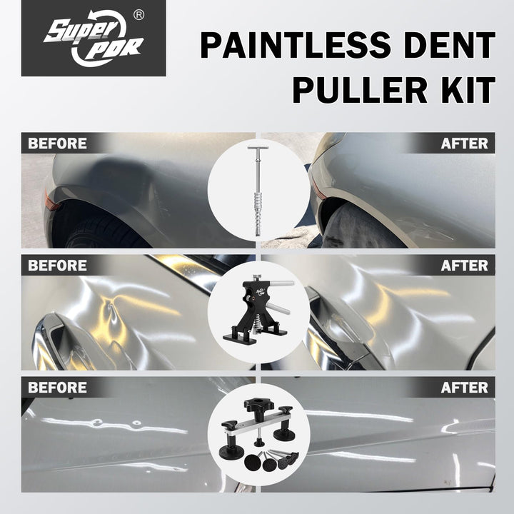 Car Dent Puller, Paintless Dent Removal Kit Dent Remover Tool for Car with Slide Hammer T-bar Dent Puller, PDR Light for Hail Damage &amp; Appliance Dent Body Repair Dent Removal Tools