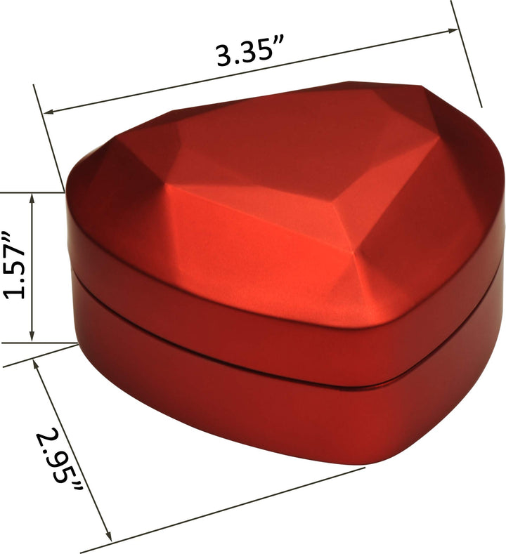 LED Red Double Couple Ring Box for Wedding, Engagement, Proposal, Birthday, Father&#39;s Day, Christmas...Luxury Heart Shaped Design LED Ring Jewelry Gift Box with Light for Women for Girls for Men