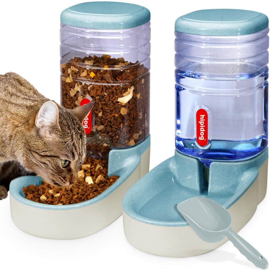 Fairy Tale Automatic Pet Feeder Small&Medium Pets Automatic Food Feeder and Waterer Set 3.8L, Travel Supply Feeder and Water Dispenser for Dogs Cats Pets Animals(Blue)