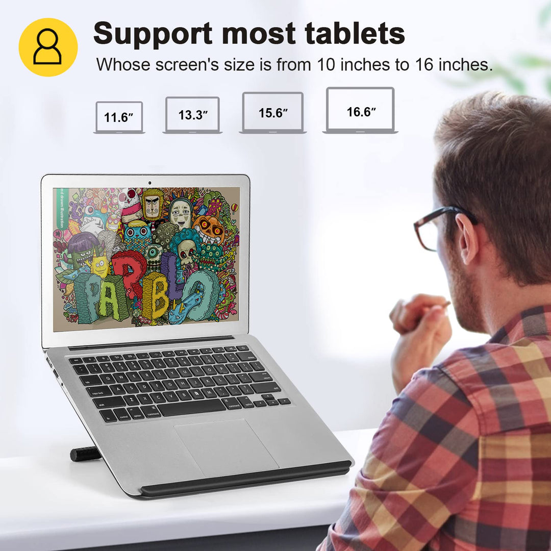 PR 100 Universal Tablet Stand, Adjustable from 10 to 16 inch for Drawing Tablets, Monitors, Compatible with iPad, Microsoft Surface Pro Series, Laptop
