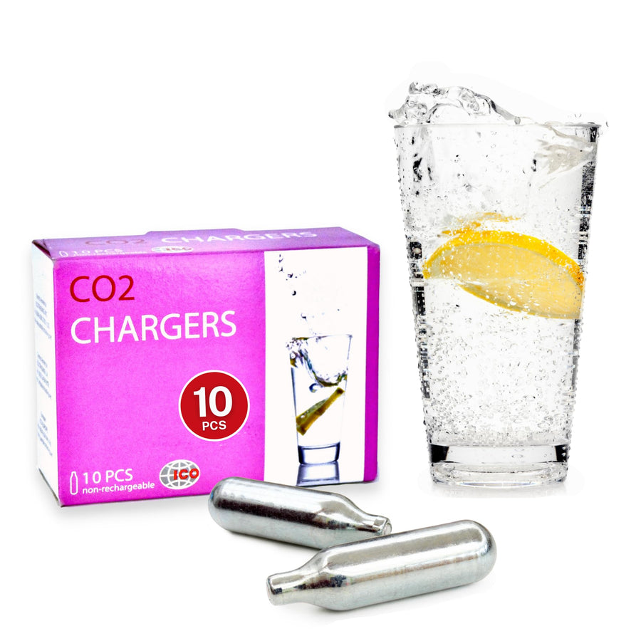 ICO 10pcs 8g CO2 Cartridges for Soda Maker, Food Grade 8 gram CO2 Cartridges, Non-Threaded Soda Chargers for Sparkling Water Maker and Carbonated Water Maker