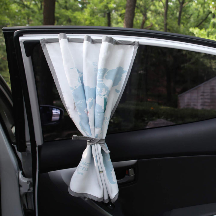 BEBEDECO Magnet Car Sun Shade Curtain for Side Window for Baby Kids Children - Sunshade Protector Sun Blocker Blind (Be-Travel Map)