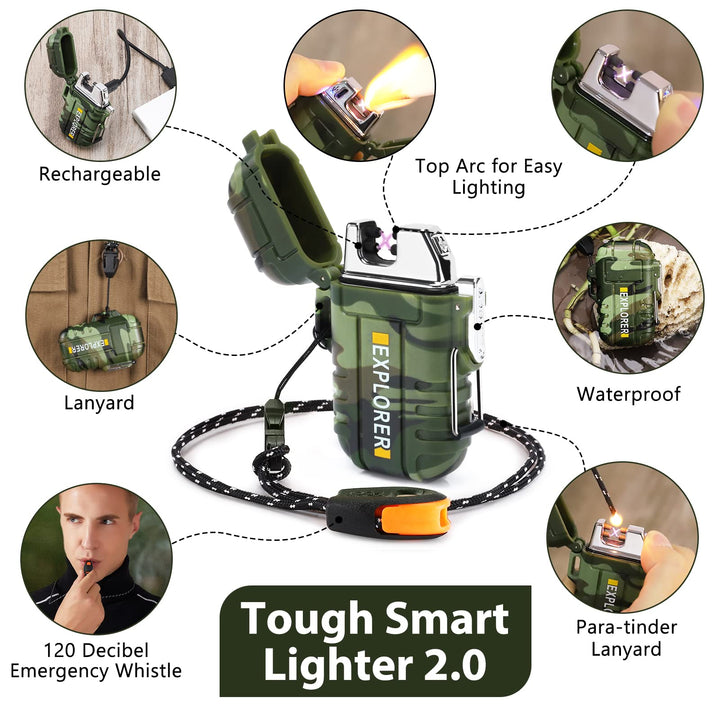Green Vivid Waterproof Flameless Electric Lighter-Dual 