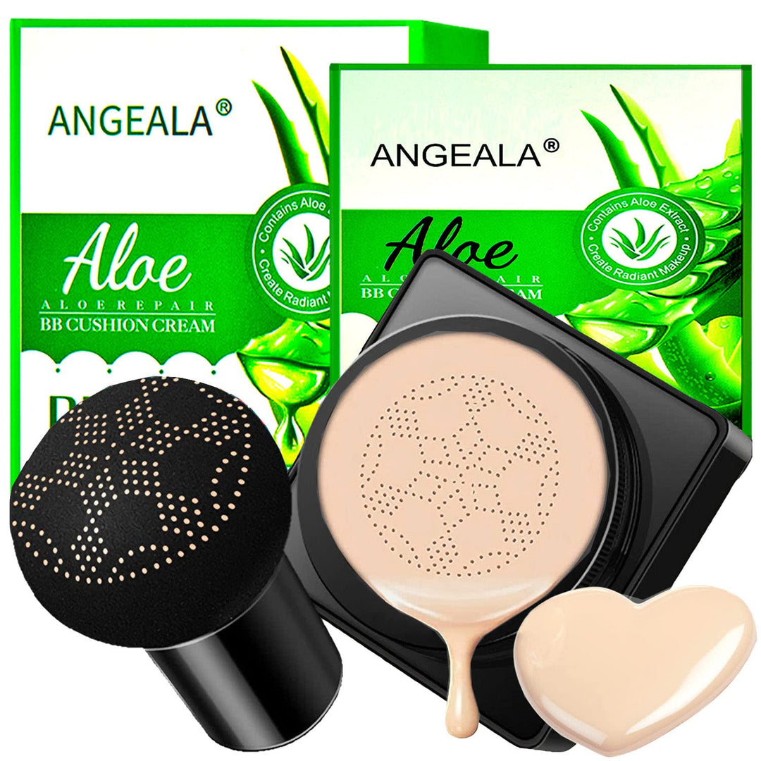 ALOE Cushion CC Cream Mushroom Head Foundation, Moisturizing BB Cream Makeup Long (natural color ï¼Å’Ivory white) (1#NATURAL COLOR)