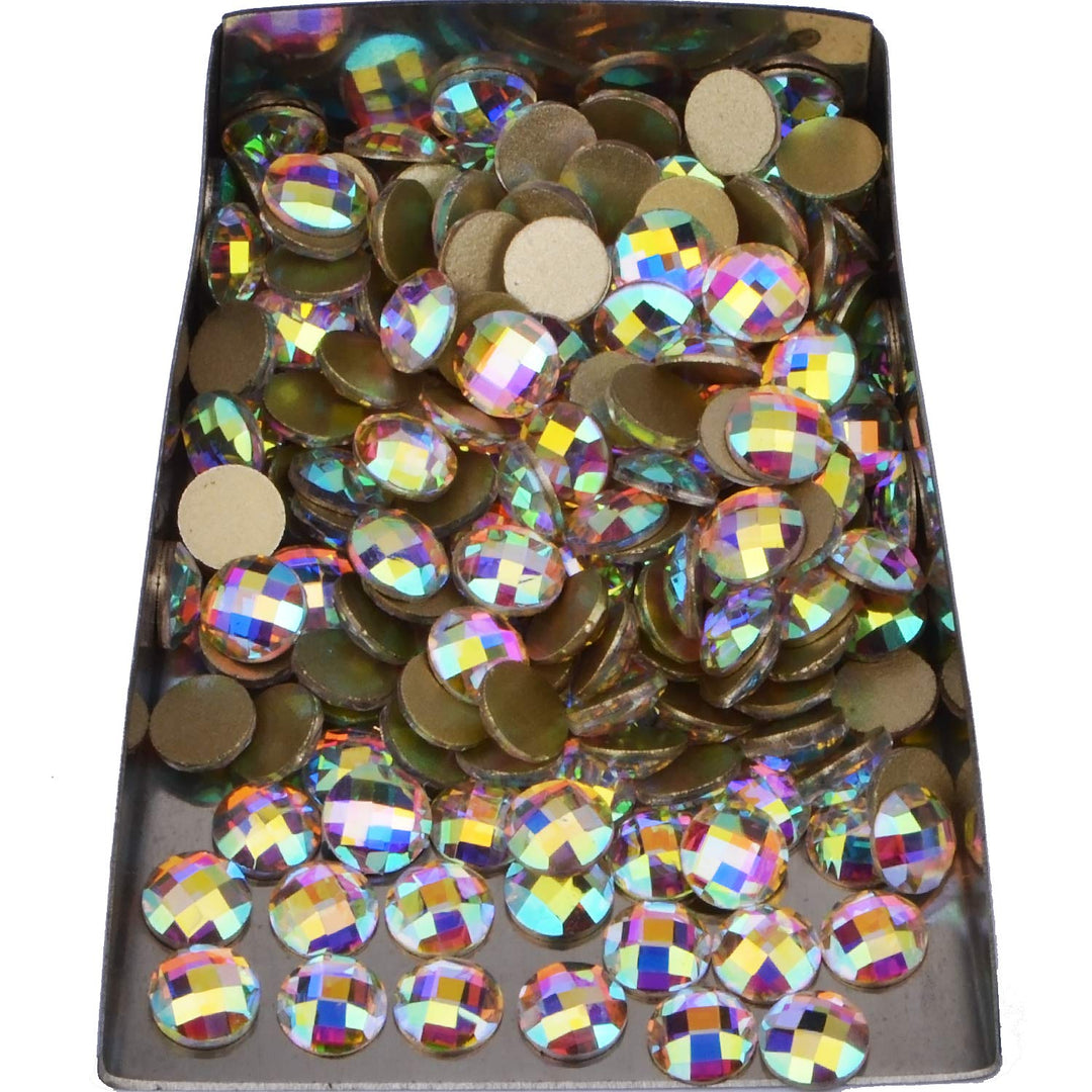 3D Crystals AB Nail Art Flat Back Rhinestones Gems Mixed Nail Diamond Stone for Nail Art Clothes Shoes Bags Crafts (100Pcs Round Coin Crytals AB)