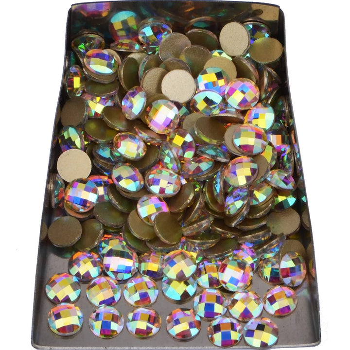 3D Crystals AB Nail Art Flat Back Rhinestones Gems Mixed Nail Diamond Stone for Nail Art Clothes Shoes Bags Crafts (100Pcs Round Coin Crytals AB)