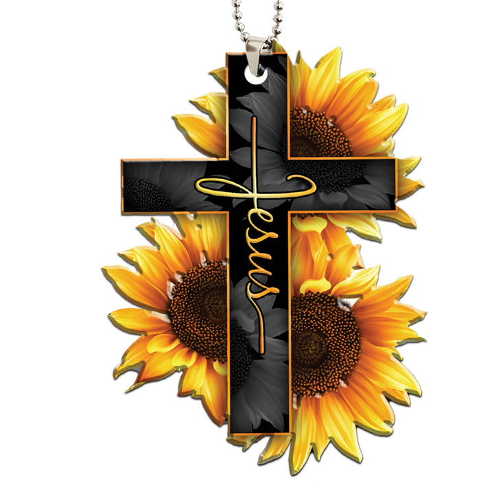 Talataca Jesus Cross Sunflower God Christian 2D Flat Ca