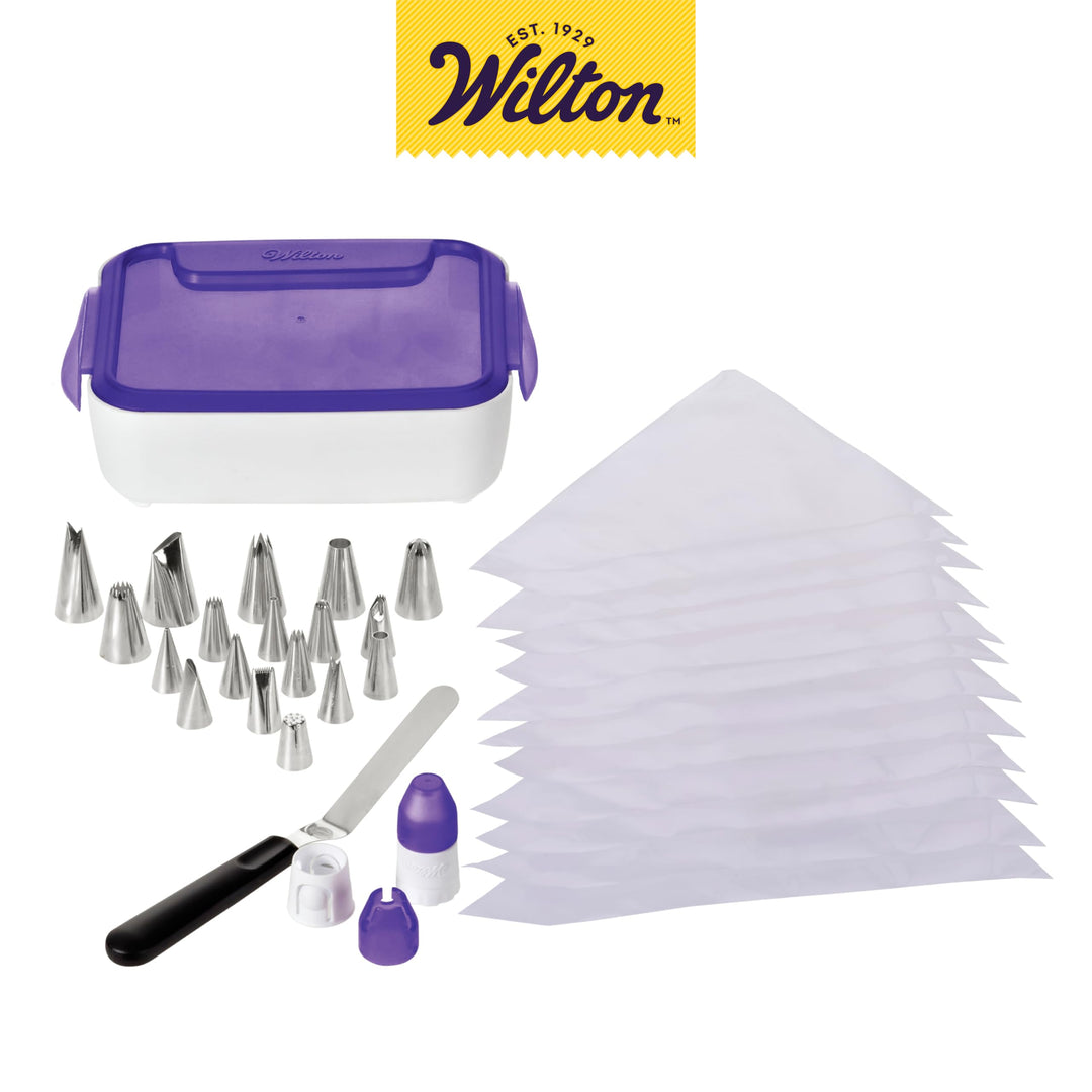 Cake Decorating Supplies Kit - Decorate Treats with Your Organized Decorating Tool Set, Disposable Pastry Bags, Stainless Steel Icing Tips and Spatula, 46-Piece