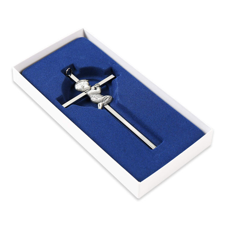 Silver Boy Wall Cross, Baptism &amp; First Holy Communion Plaque, Baby Shower, Christening Decor
