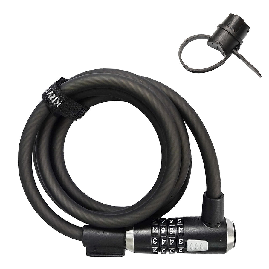 KryptoFlex Bike Lock Cable, 2FT/6FT/10FT Long 12mm Thick Heavy Duty Braided Steel Cable Anti-Theft Security Lock for Outdoor Equipment, Combination/Key Bike Lock