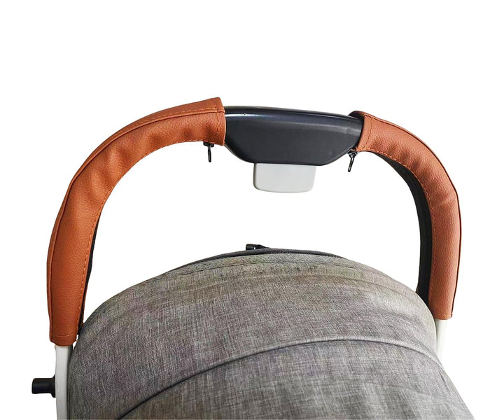 MINILUJIA One Pair Soft Smooth Leather Bumper Handlebar Sleeve Protect Case for Baby Stroller Dustproof Protect Cover with Zipper Close