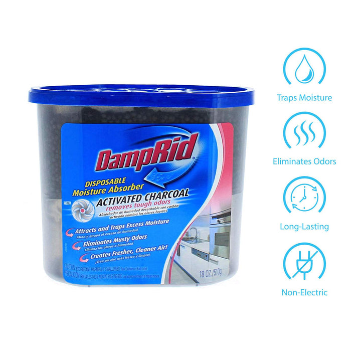 DampRid Fragrance Free Disposable Moisture Absorber with Activated Charcoal - 18oz; Moisture Absorber &amp; Odor Remover