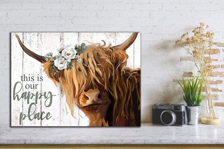 Highland Cow Wall Art - This Is Our Happy Place Inspira