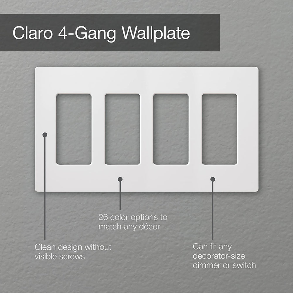 CW-4-WH 4-Gang Claro Wall Plate, White