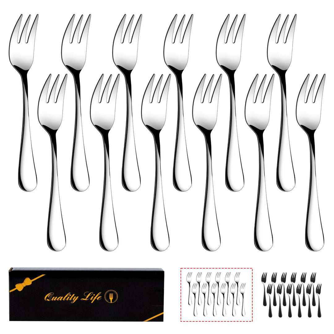 Dessert Forks Set of 12, 5.5Inches, Stainless Steel Cocktail Forks, Appetizer Small Forks, Fruit Salad Forks for Party, Hotel, Restaurant,Dishwasher Safe