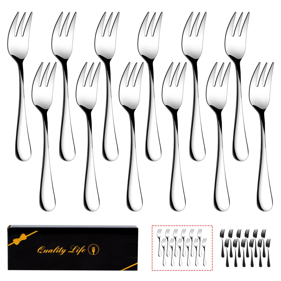 Dessert Forks Set of 12, 5.5Inches, Stainless Steel Cocktail Forks, Appetizer Small Forks, Fruit Salad Forks for Party, Hotel, Restaurant,Dishwasher Safe
