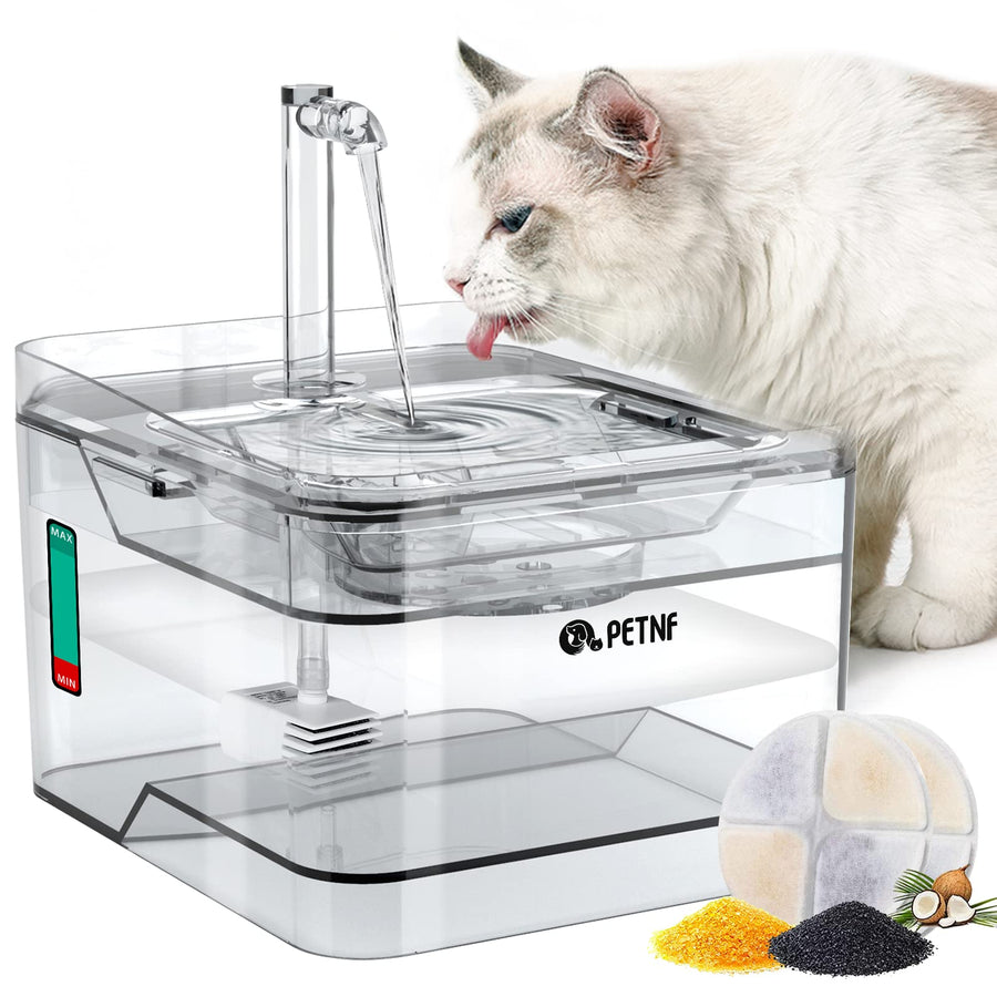 Transparent 3L/101oz Pet Water Fountain - Automatic Cat & Dog Dispenser with LED Light, Ultra Quiet Pump, 3 Flow Modes & 2 Filters