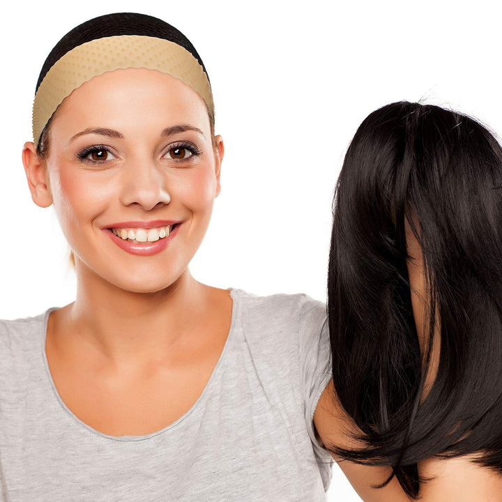 2 Pieces Non-slip Wig Grip Band Adjustable Silicone Wig Headband Seamless Wig Headband Holder for Men Women Sports Yoga (Light Brown)