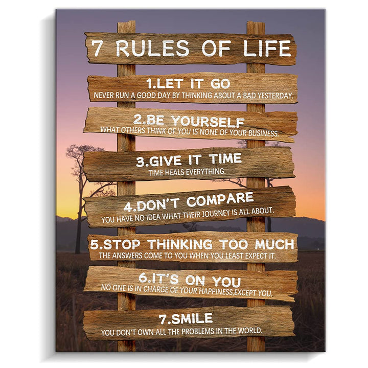Kas Home Inspirational Wall Decor - 7 Rules of Life Mot