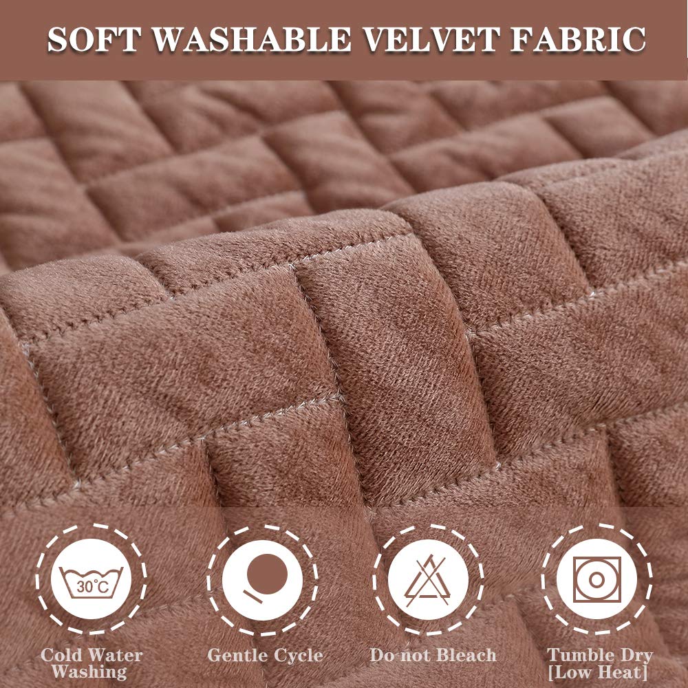 TEWENE Sofa Cover, Velvet Couch Cover Anti-Slip Section