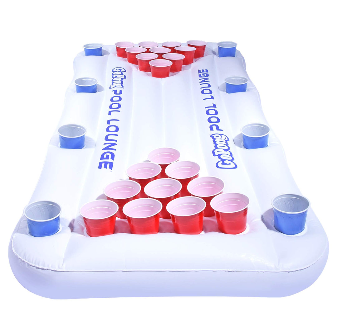 Pool Lounge Beer Pong Inflatable with Social Floating, White