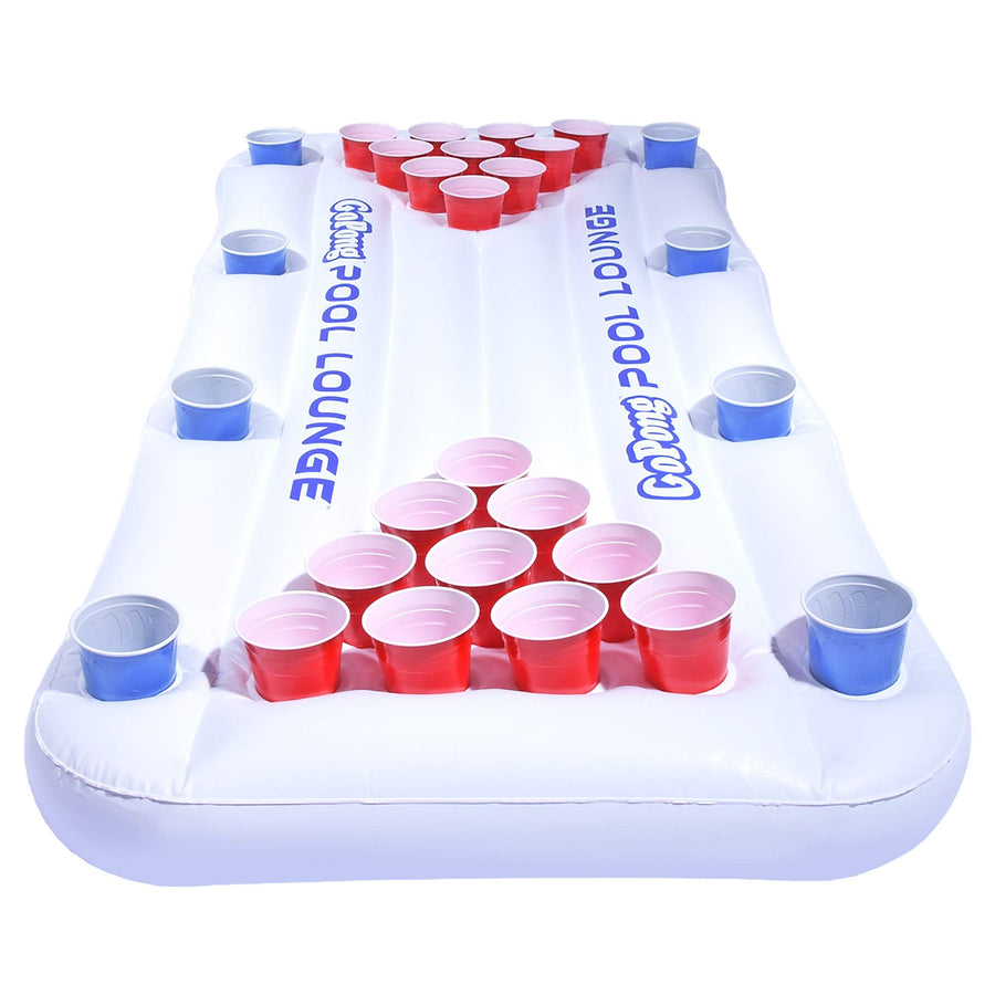Pool Lounge Beer Pong Inflatable with Social Floating, White
