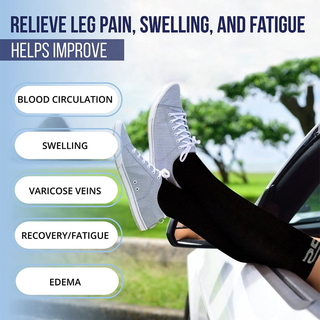 Lite Compression Socks (15-20mmHg) for Men &amp; Women – Best Socks for All Day Wear! (Black/Blue, S/M)