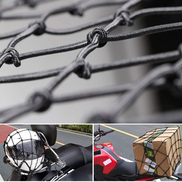 15x15 Motorcycle Cargo Net Stretches to 30x30 with 6 Hooks 2&#39;&#39;x2&#39;&#39; Mesh for Motorcycle Motorbike Bikes