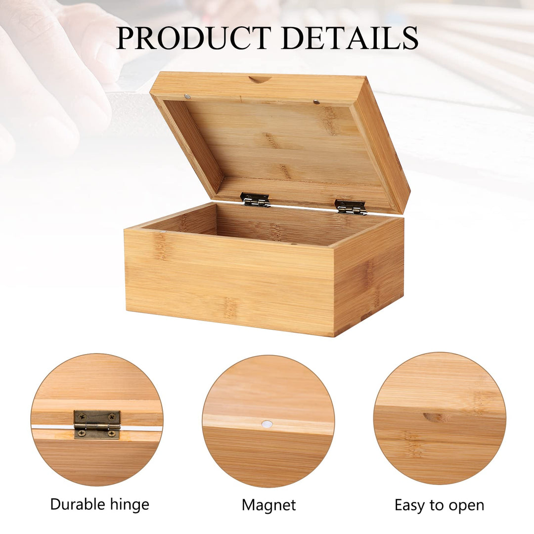 Small Unfinished Wooden Box, 6.7 x 5.1 x 3.1 inch Natural Pine Wood Boxes Unpainted Wooden Boxes for Crafts DIY Wood Box with Hinged Lids for Art, Hobbies, Jewelry Box and Home Storage