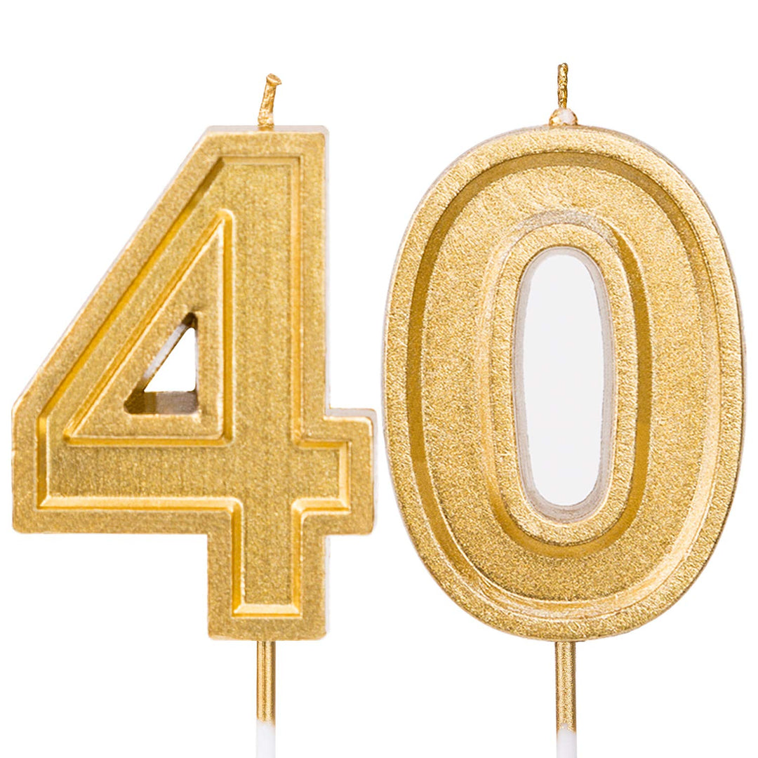 LUTER 2.76 Inches Large Birthday Candles Gold Glitter Birthday Cake Candles Number Candles Cake Topper Decoration for Wedding Party Kids Adults, Number 40