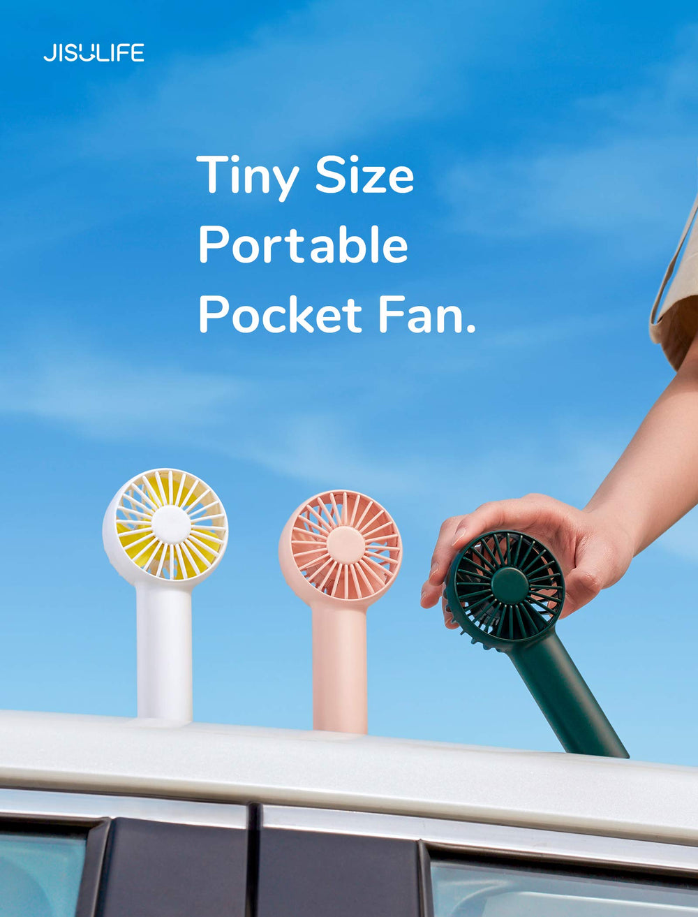 JISULIFE Mini Fan Battery Operated Handheld with 2000 m