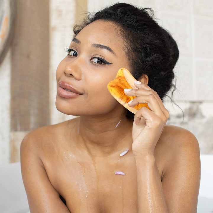 Becommend Gua Sha Massage Facial Tools, Resin Amber Gua
