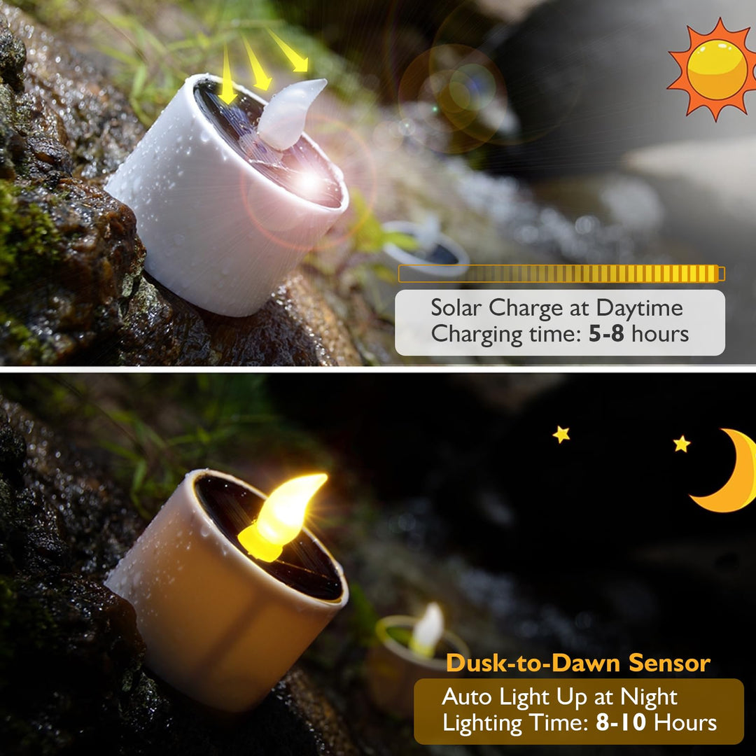 PChero Solar Candles Outdoor Waterproof, Pack of 6 LED 