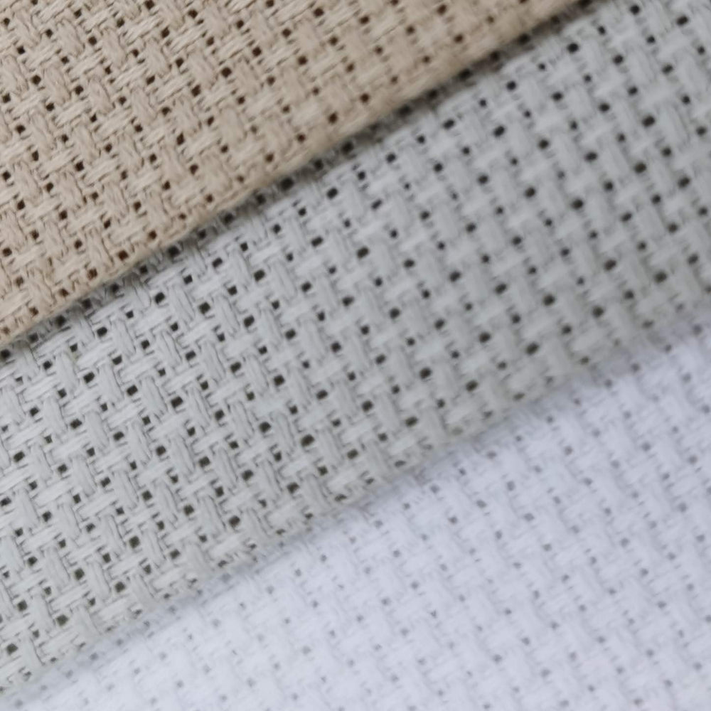 3 pc of 12 x 18 14CT Counted Cotton Aida Cloth Cross Stitch Fabric (Khaki+Pearl Gray+White)