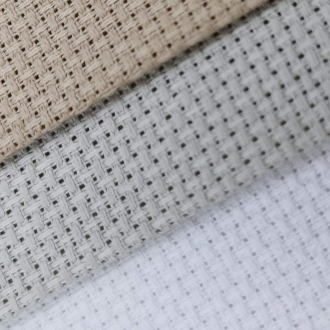 3 pc of 12 x 18 14CT Counted Cotton Aida Cloth Cross Stitch Fabric (Khaki+Pearl Gray+White)