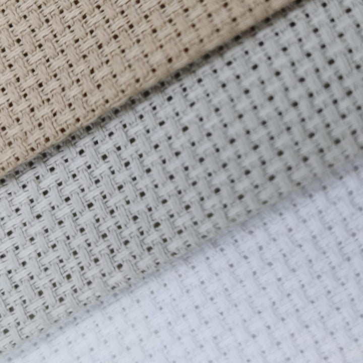 3 pc of 12 x 18 14CT Counted Cotton Aida Cloth Cross Stitch Fabric (Khaki+Pearl Gray+White)