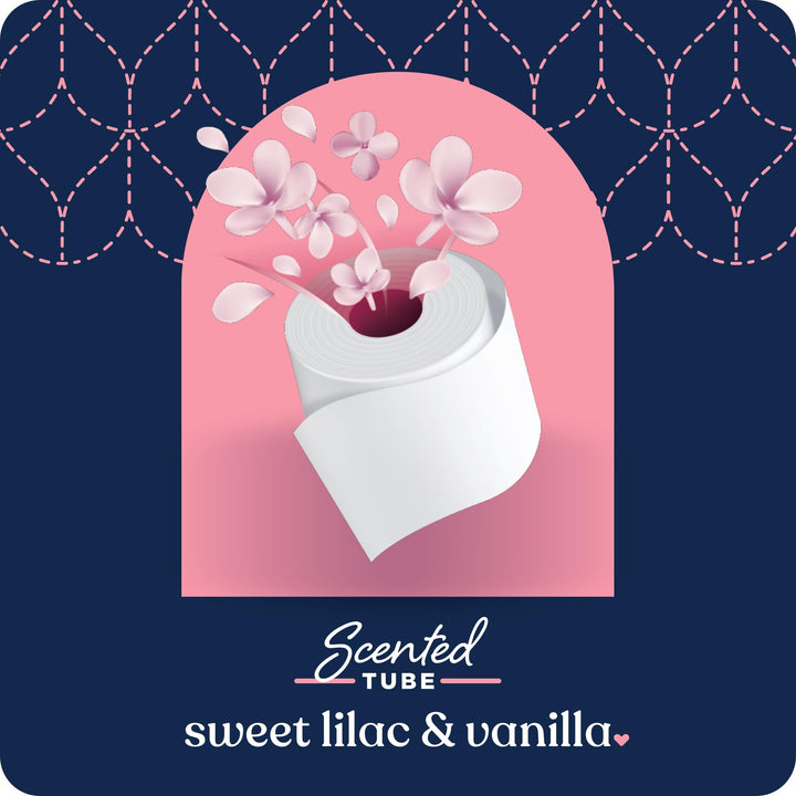 Ultra Plush Toilet Paper with Sweet Lilac &amp; Vanilla Scented Tube, 24 Mega Rolls = 96 Regular Rolls (Packaging May Vary) White