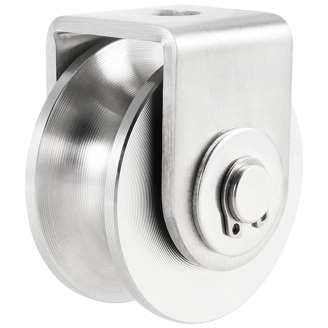 2 Pack 3 Inch Stainless Steel U Groove Wheel, U Groove Caster with Bracket for Sliding Gate, Rolling Gate, Inverted Track, Industrial Machines, 882 lbs Capacity