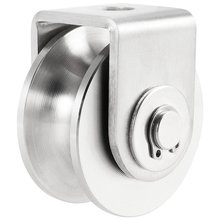 2 Pack 3 Inch Stainless Steel U Groove Wheel, U Groove Caster with Bracket for Sliding Gate, Rolling Gate, Inverted Track, Industrial Machines, 882 lbs Capacity